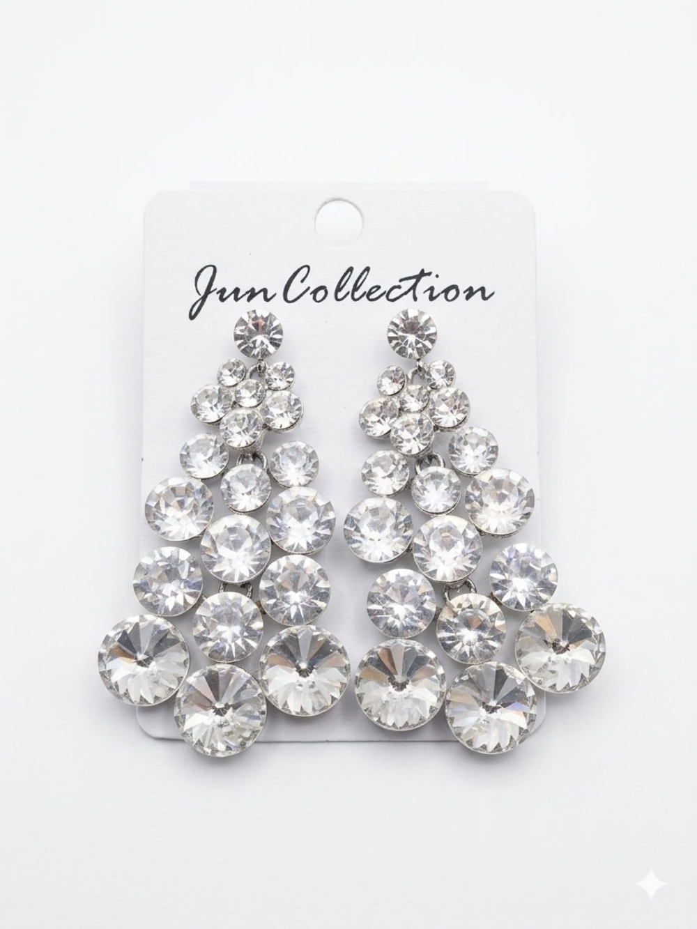 Christmas Tree Silver Crystal Statement Earrings NWT